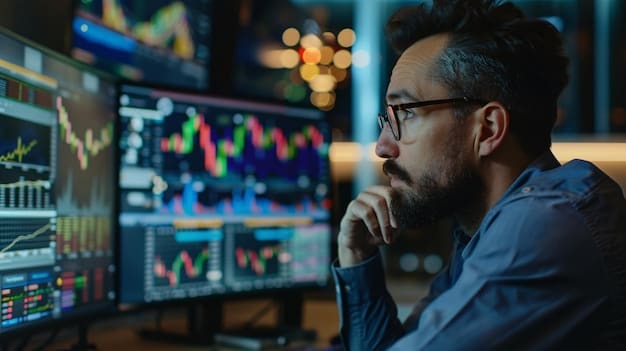 A man wearing glasses is focused on two computer screens displaying information about an eFax alternative.